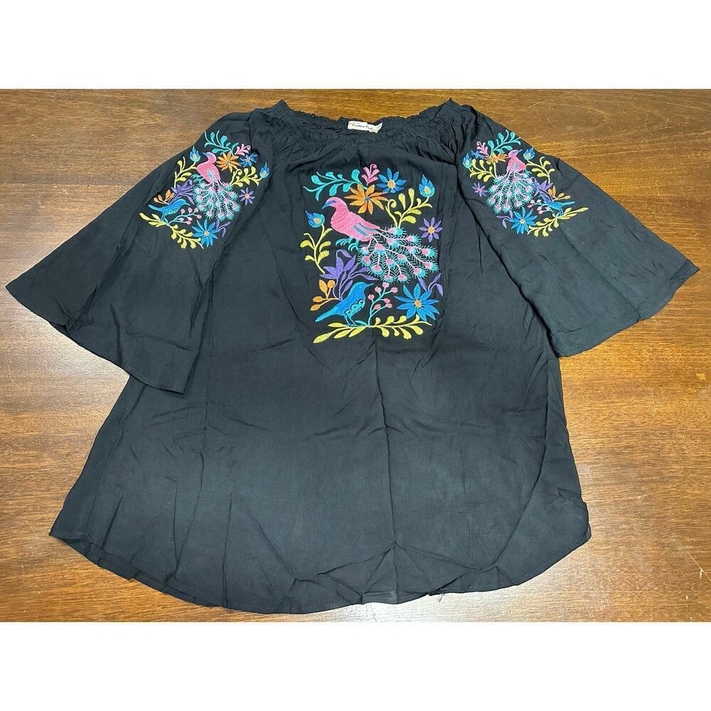 Floral Embroidered Cottage Western Boho Coquette Festival Art to Wear Large